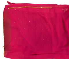 Pink Designer Gerogette (Synthetic) Hand Embroidery Stone Border Sari Saree