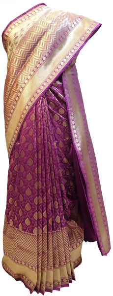 Wine Designer Bridal Hand Weaven Pure Benarasi Zari Work Saree Sari With Blouse