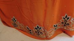 Blue & Orange Designer Saree