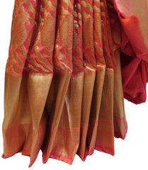 Pink Traditional Designer Bridal Hand Weaven Pure Benarasi Zari Work Saree Sari With Blouse