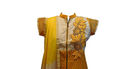 Yellow Designer Cotton (Supernet) Kurti With Dupatta