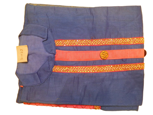 Blue & Pink Designer Cotton (Chanderi) Kurti