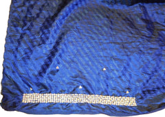 Turquoise & Navy Blue Designer Silk Sari Zari & Pearl Hand Embroidery Work Saree