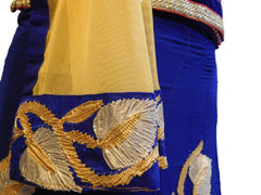 Blue & Yellow Traditional Gota Work Lahenga