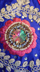 Pink Designer Georgette (Viscos) Hand Embroidery Stone Pearl Zari Stone Thread Work Sari Saree