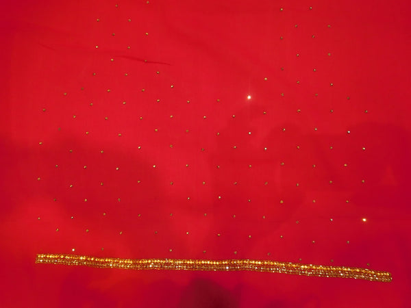 Pink Designer Georgette Hand Embroidery Cutdana Bullion Stone Work Saree Sari