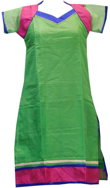 Green Designer Cotton (Supernet) Kurti