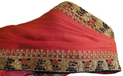 Gajari Designer Chiffon Hand Embroidery Zari Stone Thread Work Saree Sari