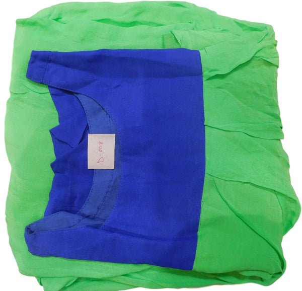 Green & Blue Designer Cotton (Chanderi) Kurti