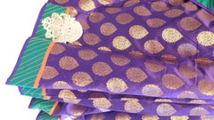 Orange & Purple Designer Georgette (Viscos) & Silk Sari Saree