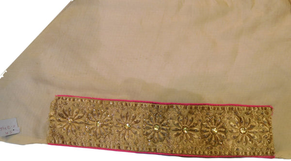 Pink & Cream Designer Bridal Partywear Georgette Zari, Stone, Cutdana & Pearl Hand Embroidery Work Saree Sari