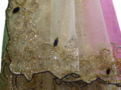 Pink & Cream Designer Bridal Lahenga With Net Dupatta & Net Blouse