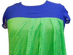 Green & Blue Designer Cotton (Chanderi) Kurti