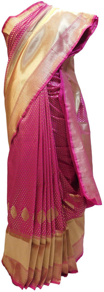 Pink Designer Bridal Hand Weaven Pure Benarasi Zari Work Saree Sari With Blouse