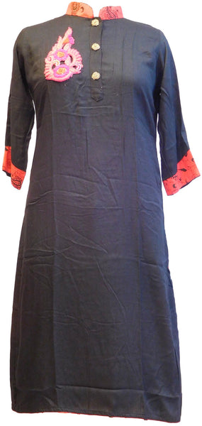Black Designer Cotton Silk Kurti