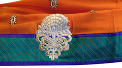 Orange & Purple Designer Georgette (Viscos) & Silk Sari Saree
