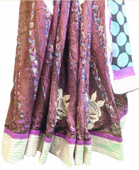Multicolor Designer Georgette Sari Zari, Cutdana Thread Embroidery Work Saree
