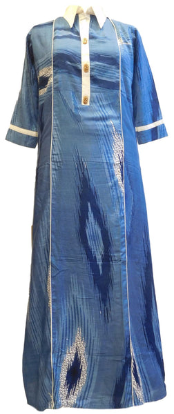 Blue Designer Cotton (Rayon) Printed Kurti Kurta