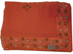 Gajari Designer Georgette (Viscos) Hand Embroidery Cutdana Pearl Beads Stone Work Saree Sari