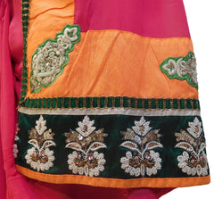 Red & Orange Designer Georgette (Viscos) Hand Embroidery Work Saree Sari