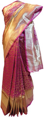 Pink Traditional Designer Bridal Hand Weaven Pure Benarasi Zari Work Saree Sari With Blouse
