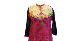 Pink & Black Designer Cotton (Chanderi) Kurti