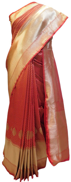 Red Traditional Designer Bridal Hand Weaven Pure Benarasi Zari Work Saree Sari With Blouse