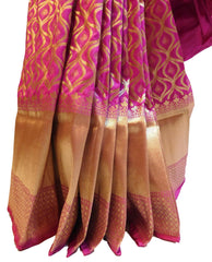 Pink Traditional Designer Bridal Hand Weaven Pure Benarasi Zari Work Saree Sari With Blouse