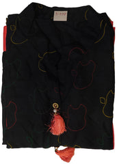 Black Designer Cotton (Rayon) Solid Colour Kurti Kurta With Red Pipin