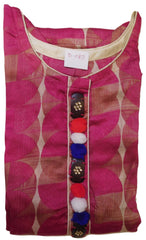 Pink Designer Cotton (Rayon) Printed Kurti Kurta