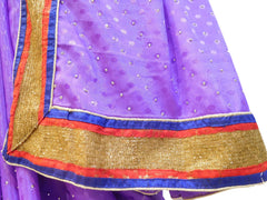 Violet Designer Crepe (Jackard) Hand Embroidery Zari Stone Cutdana Work Saree Sari