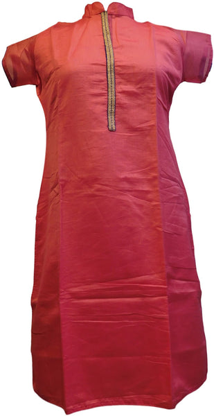 Red Designer Cotton (Chanderi) Kurti