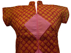 Red, Yellow & Pink Designer Cotton (Chanderi) Kurti