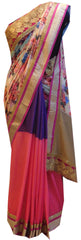 Purple Pink Designer Georgette Party Wear Bridal Wedding Hand Embroidery Zari Cutdana Boutique Style Saree Sari GSA257