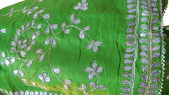 Mehndi Green Designer Gota Work Raw Silk Sari Saree