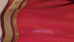 Purple Pink Designer Georgette Party Wear Bridal Wedding Hand Embroidery Zari Cutdana Boutique Style Saree Sari GSA257