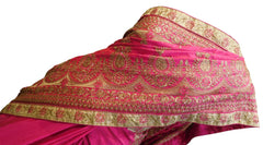 Pink Designer Silk Hand Embroidery Zari Work Sari Saree
