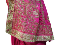 Pink Designer Silk Hand Embroidery Zari Work Sari Saree