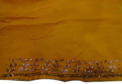 Yellow Deisgner Gerogette (Viscos) Hand Embroidery Work Border Stylish Saree Sari