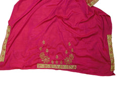 Pink Designer Silk Hand Embroidery Zari Work Sari Saree