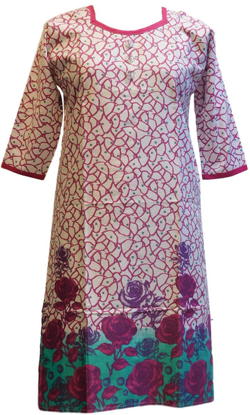 Merron & White Designer Cotton (Chanderi) Printed Kurti