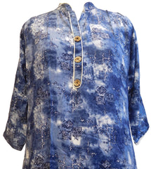 Blue Designer Cotton (Rayon) Printed Kurti Kurta