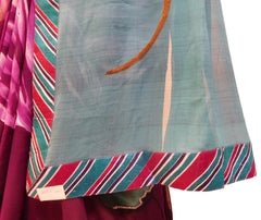 Green & Wine Designer Pure Georgette Hand Embroidery Work Printed Saree Sari