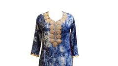 Blue & White Designer Cotton (Rayon) Kurti