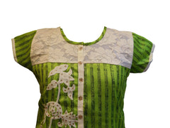 Green Designer Raw Silk Kurti