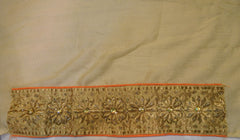 Orange & Cream Designer Georgette Sari Hand Embroidery Work Saree