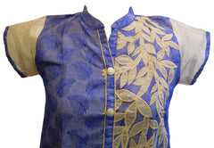 Blue Designer Cotton (Chanderi) Kurti