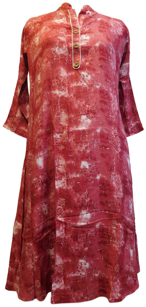 Red Designer Cotton (Rayon) Printed Kurti Kurta