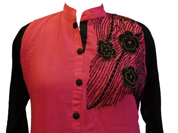 Pink & Black Designer Georgette Kurti