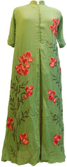 Green Designer Georgette (Viscos) Embroidery Thread Work Kurti Kurta With Printed Chiffon Dupatta